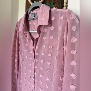KUT from the Kloth Flowy Mauve Button Down Long Sleeve Blouse, Women’s Sz S